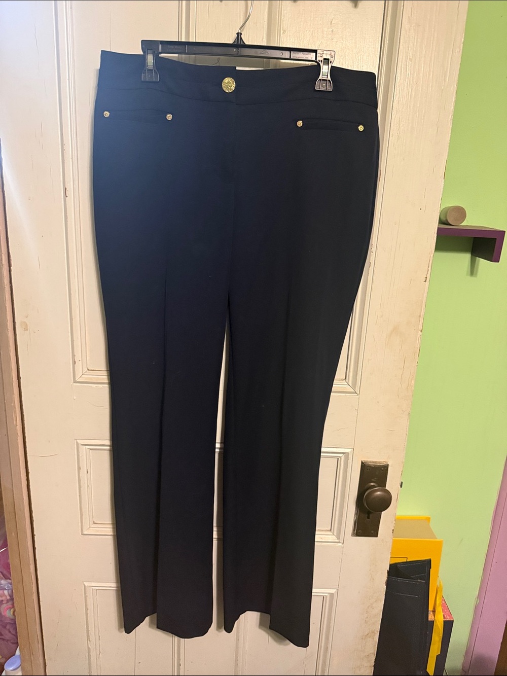 Anne Klein Black Straight-Leg Dress Pants